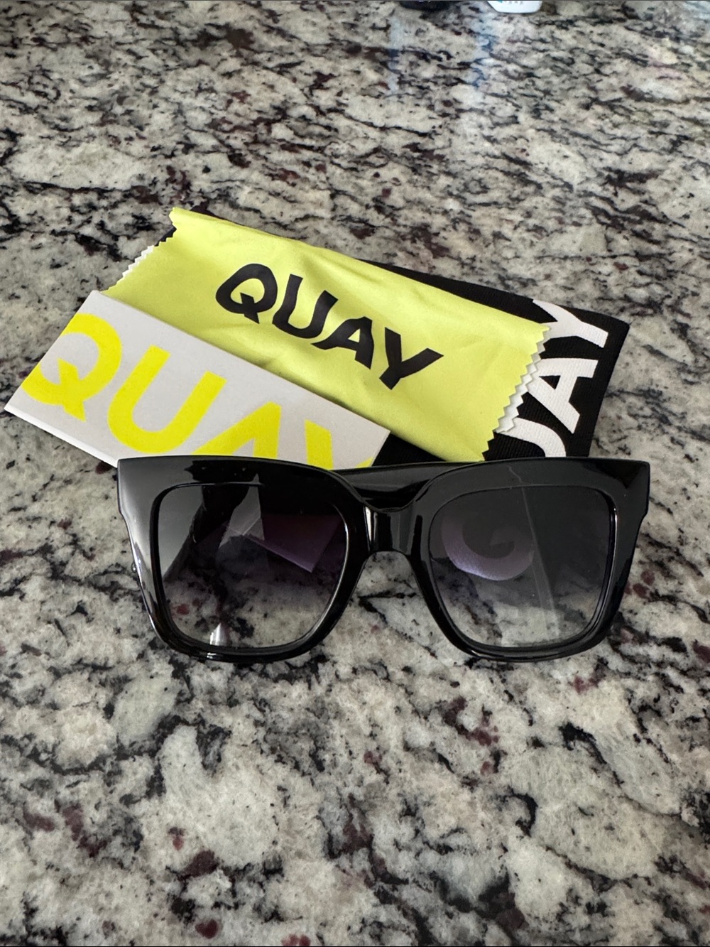 Quay Australia Black Oversized Square Sunglasses with Gradient Lenses